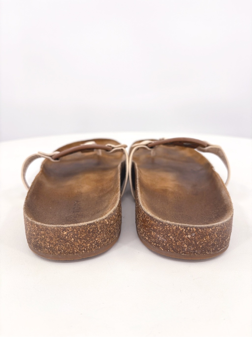 TORY BURCH Miller Cloud Leather Cork Sandals in Cream Caramel US 8.5 - Picture 11 of 13